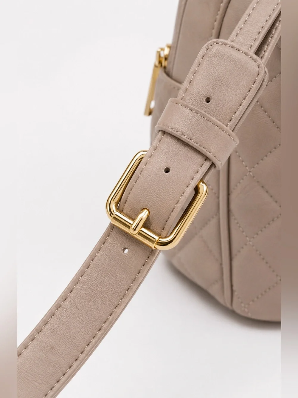 Taupe Quilted Vegan Leather Backpack Gold Hardware NWT